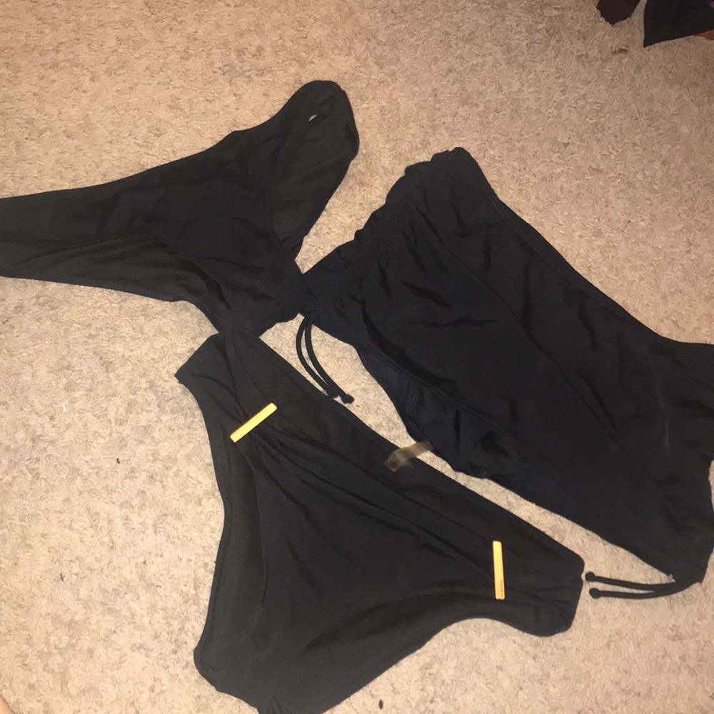 3 black Victoria Secret L Swimsuit bottoms